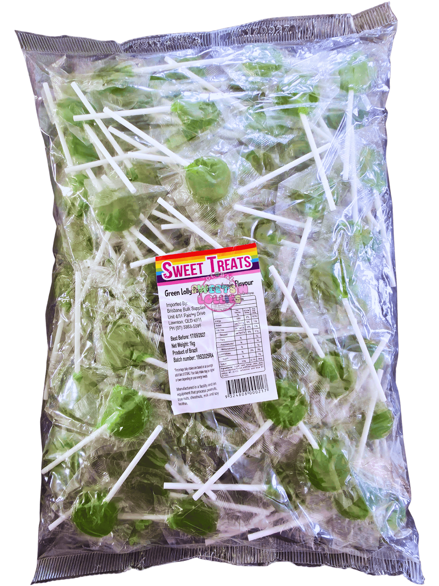 Sweet Treats Lollipops Green Apple 1kg