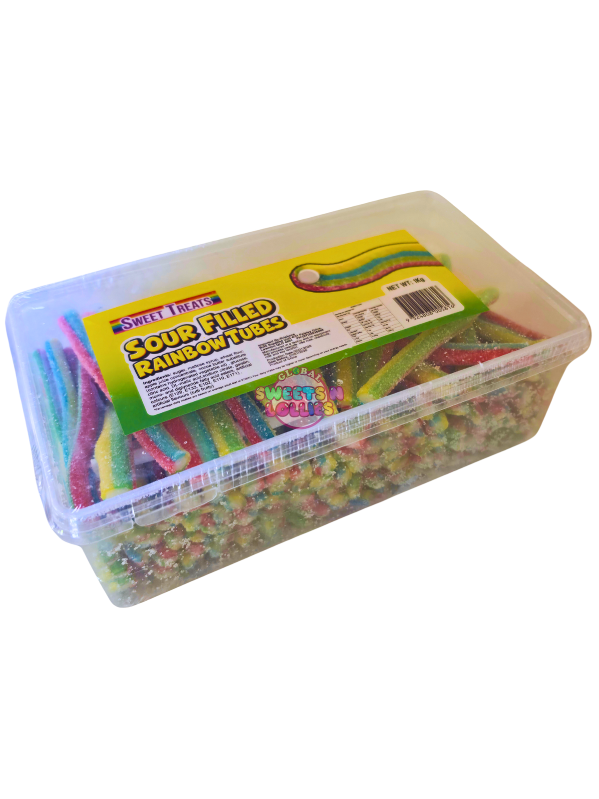 Sweet Treats Sour Filled Rainbow Tubes 1kg