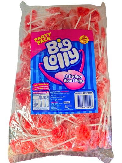 Big Lolly Little Red Heart Pops 1.6kg 200pcs