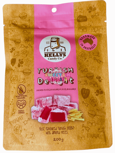 Kellys Rose Flavoured With Almonds Turkish Delights 200g