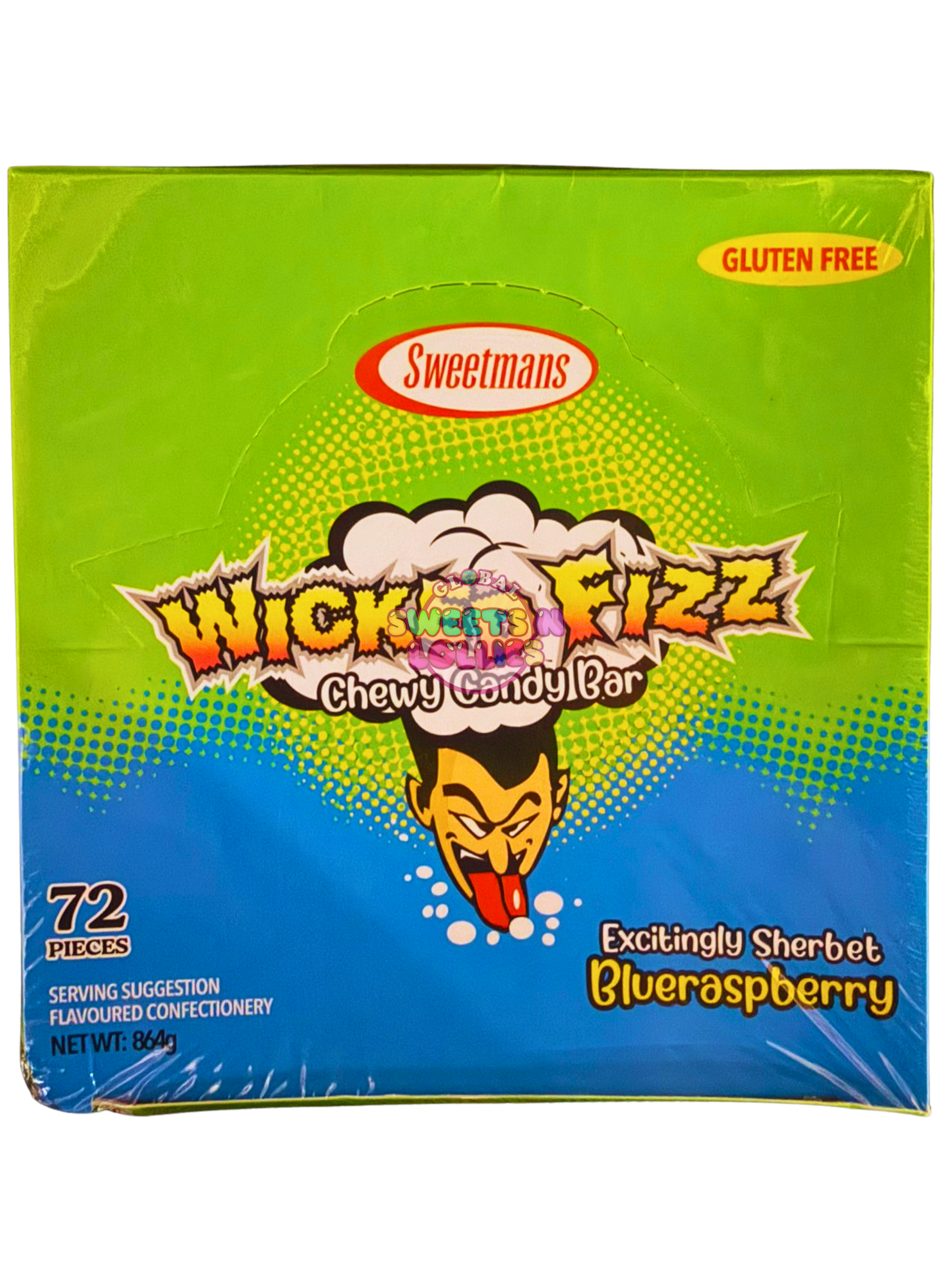 Sweetmans Wicked Fizz Blue Raspberry 864g 72pc – Global Sweets & Lollies