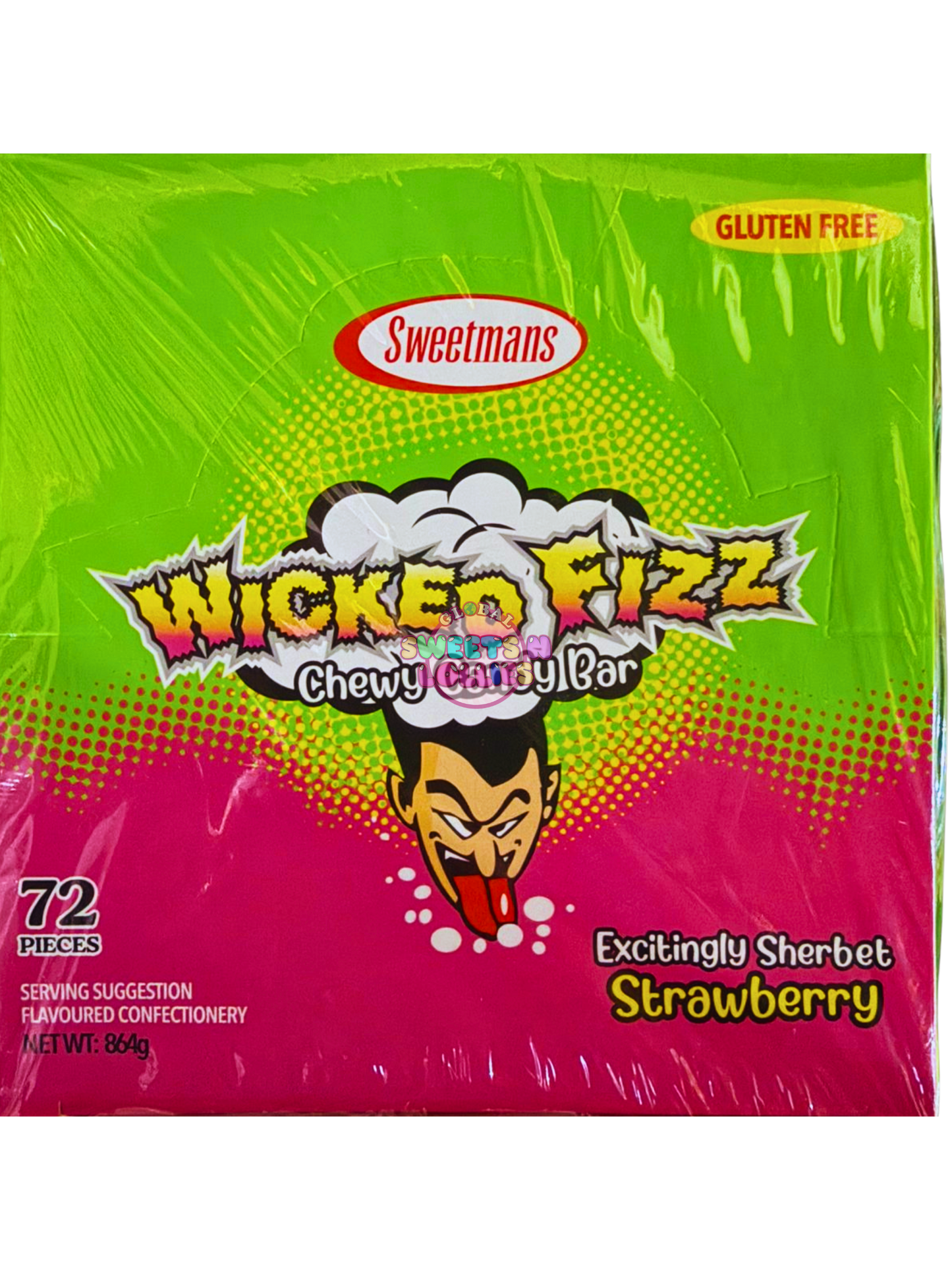 Sweetmans Wicked Fizz Strawberry 864g 72pc