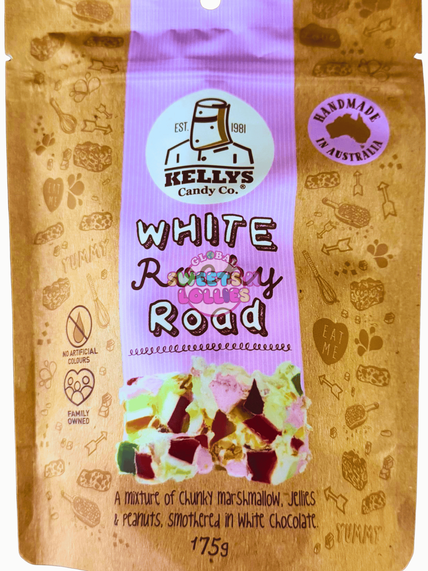 Kellys White Rocky Road 175g