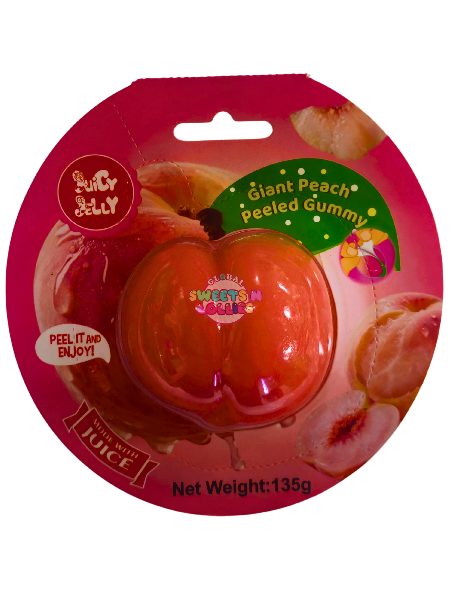 Juicy Jelly Giant Peach Peeled Gummy 135g