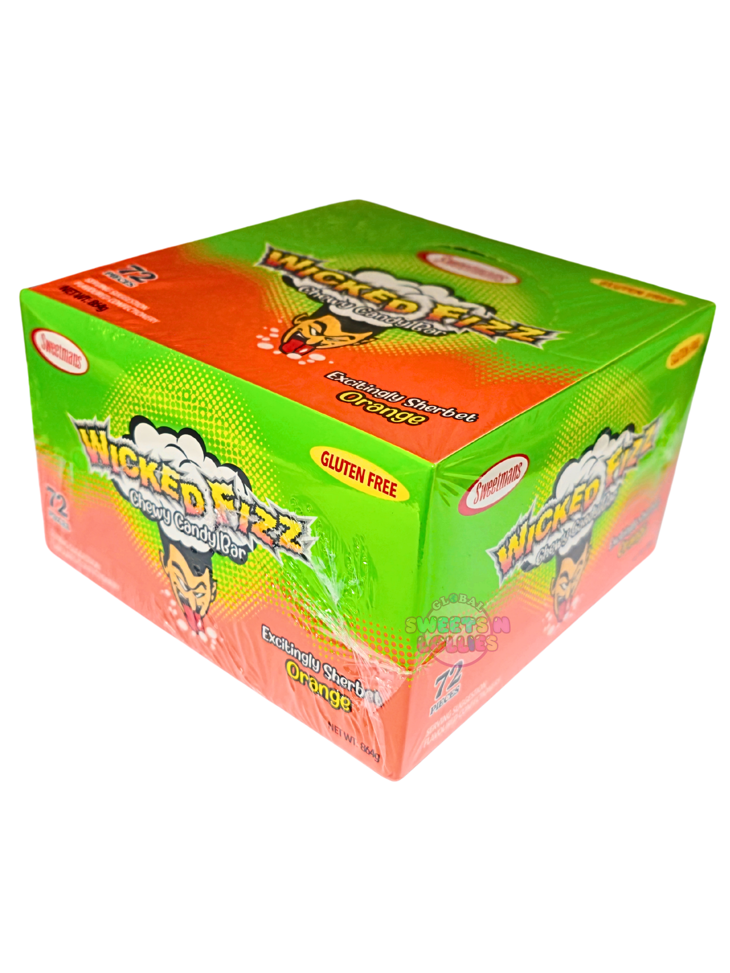 Sweetmans Wicked Fizz Chewy Candy Bar Orange 864gm 72pcs