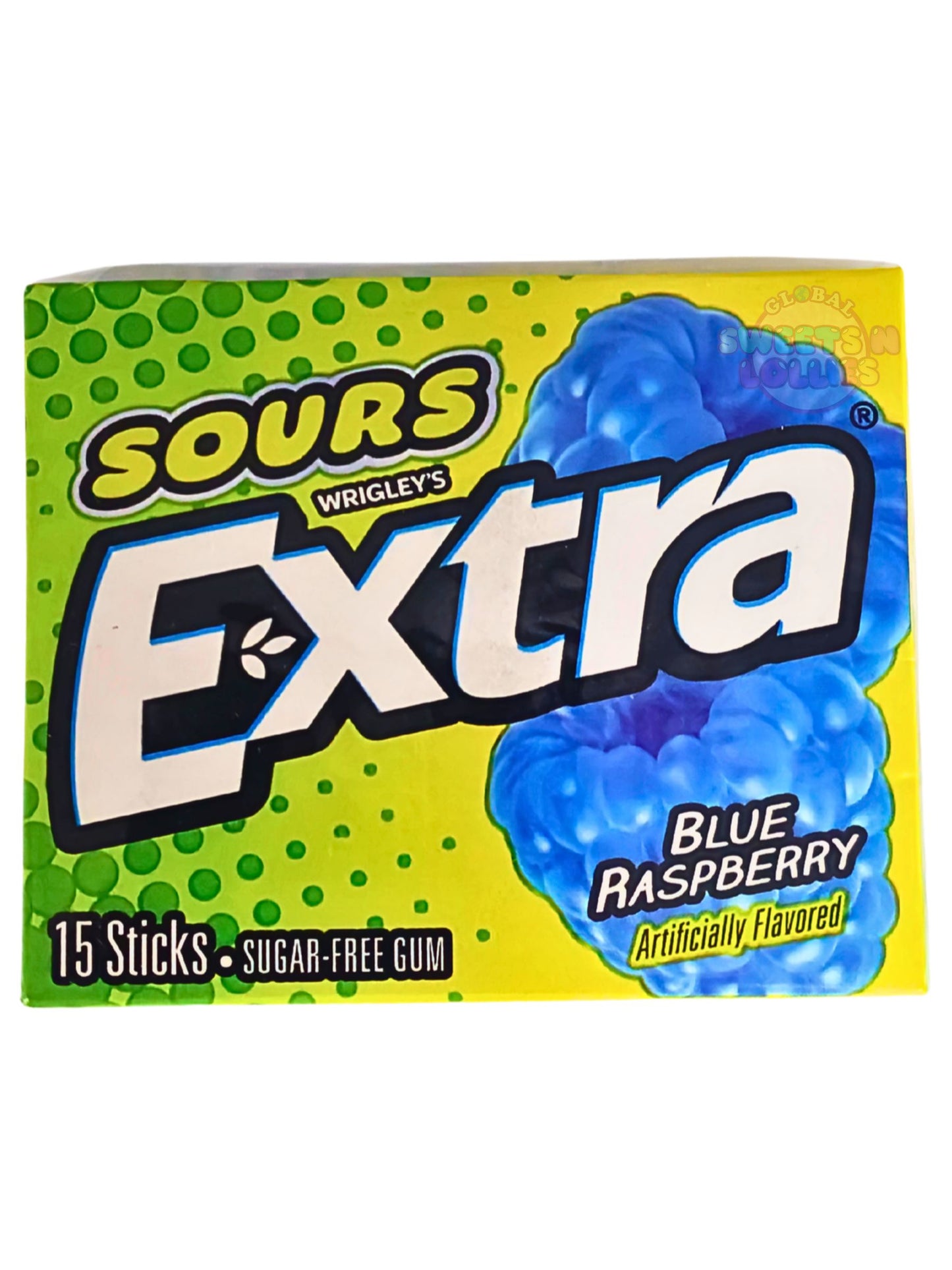 Wrigleys Extra Sours Blue Raspberry SugarFree Gum 15 Sticks