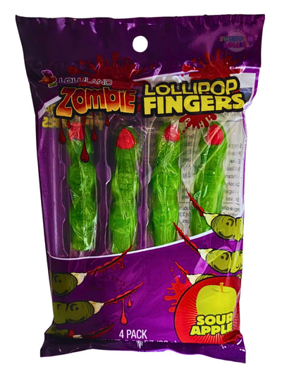Zombie Fingers Lollipops 4 pk 80gm