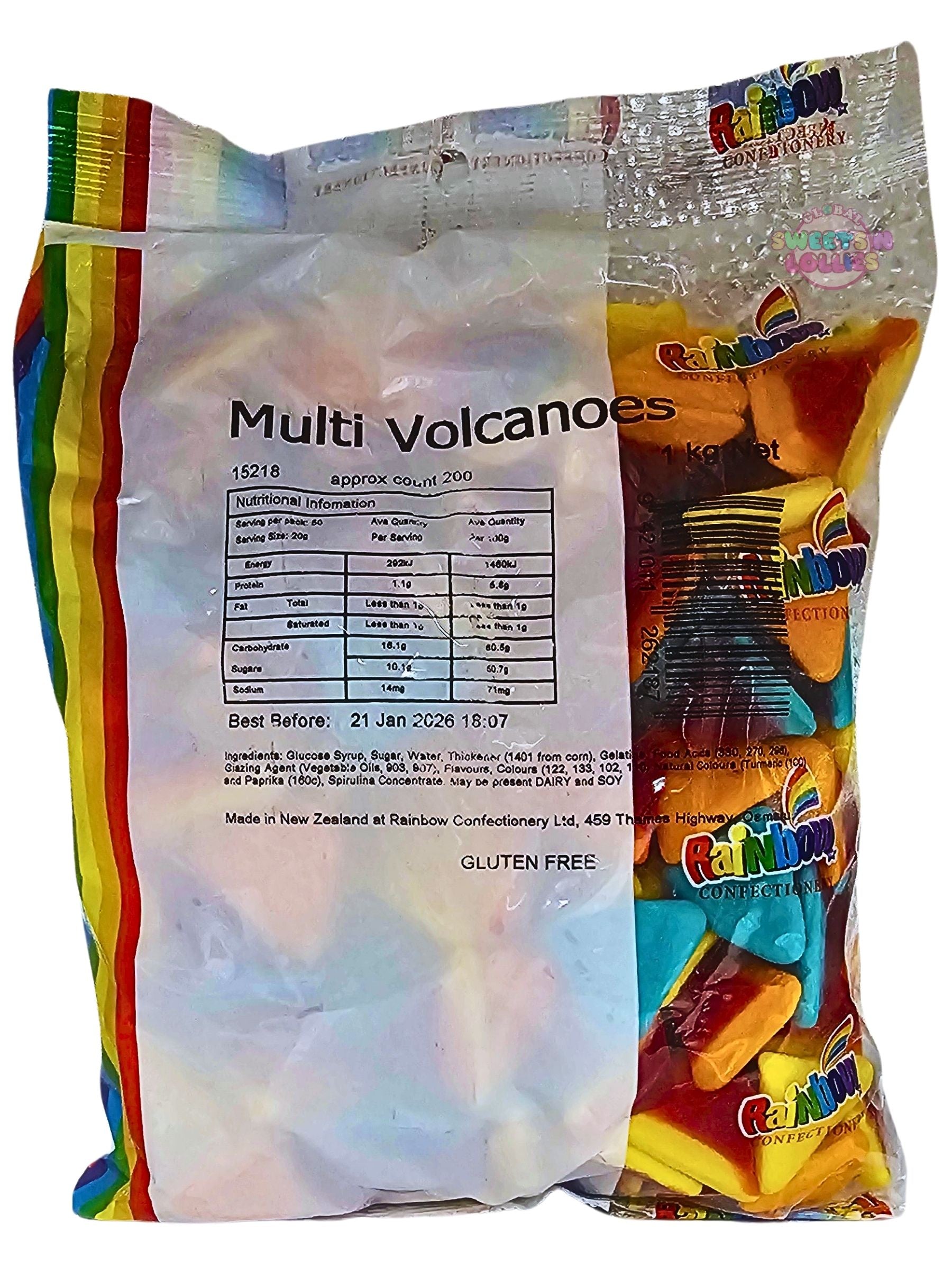 NZ Rainbow Multi Volcanoes 1 Kg 200pc – Global Sweets & Lollies